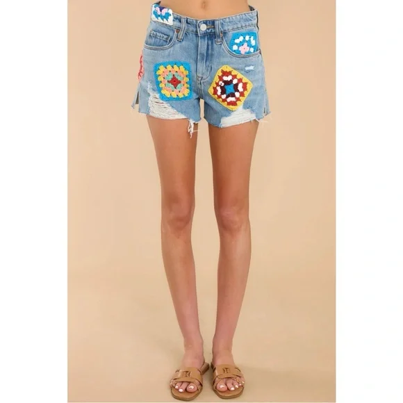 Blank NYC Wildest Rhythm Patchwork Shorts NWT - Picture 16 of 16